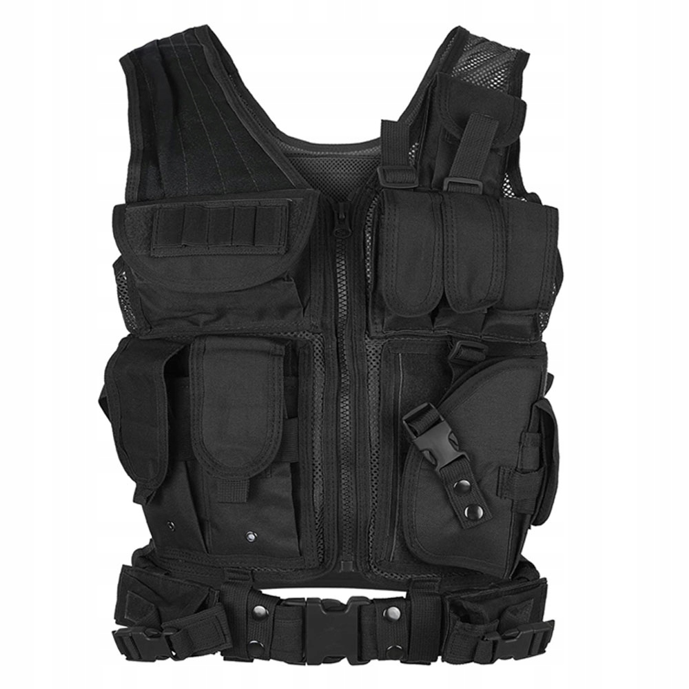 Taktická vesta s rychlým zavíráním na zip a kroužky na zádech
