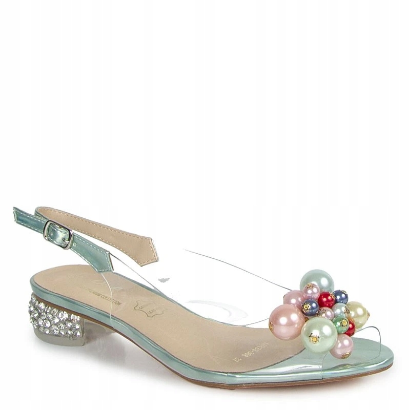 S.barski MR38-368 Transparentní Sandály S Ozdobou Zelené 36