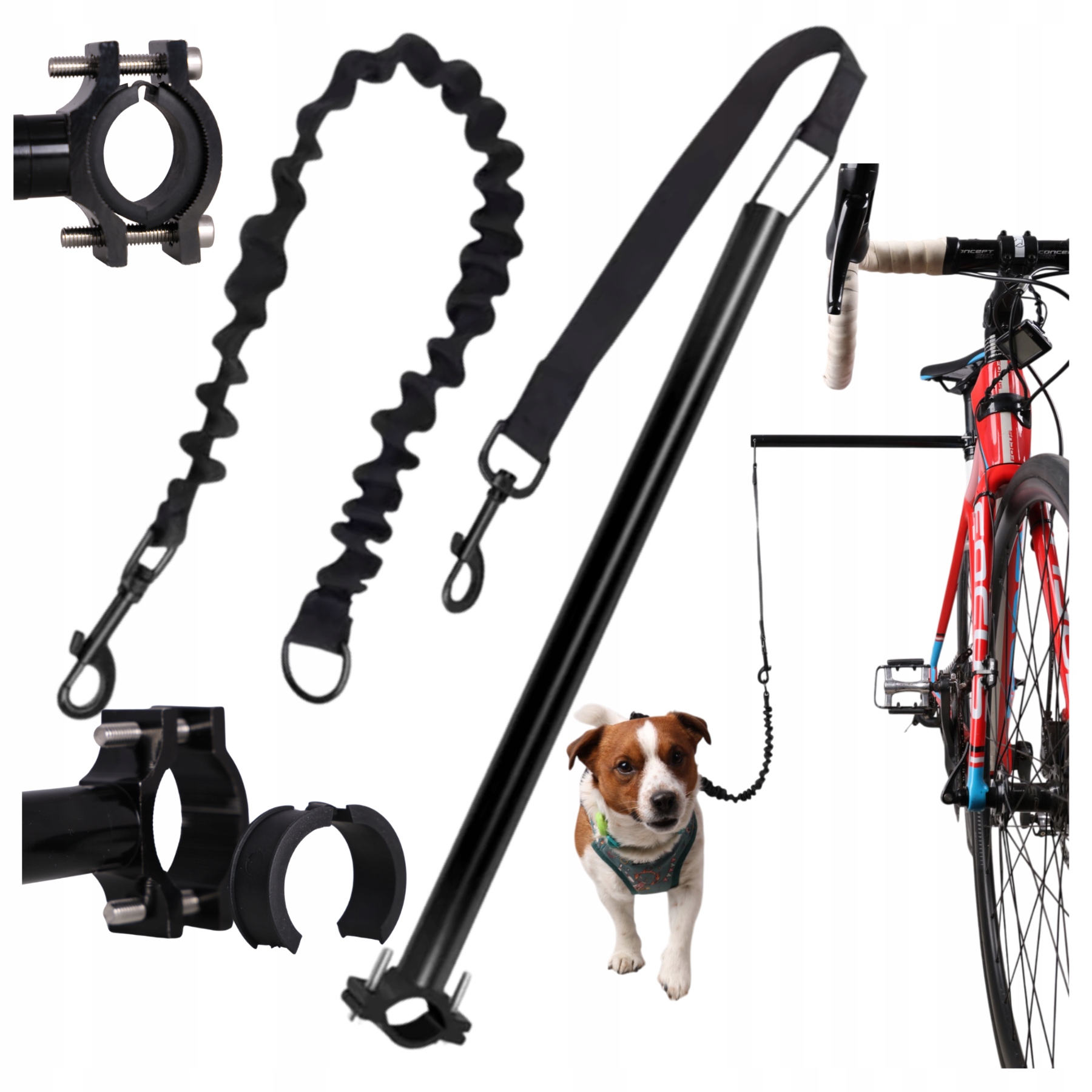 Smycz rowerowa dla psa wysięgnik drążek rowerowy na spacery z amortyzatorem