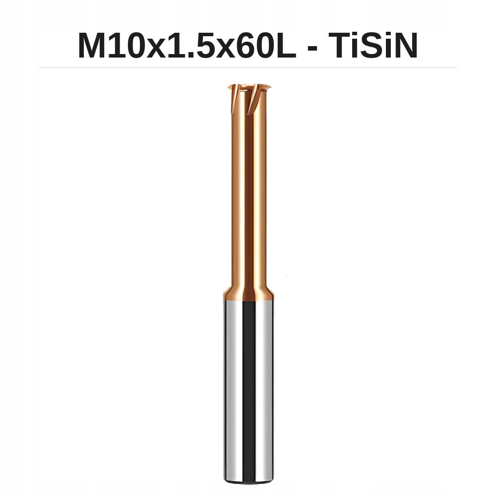 Frez do gwintowania M0.8-M20 jednoostrzowy TiSiN Rozmiar: M10x1.5x60L