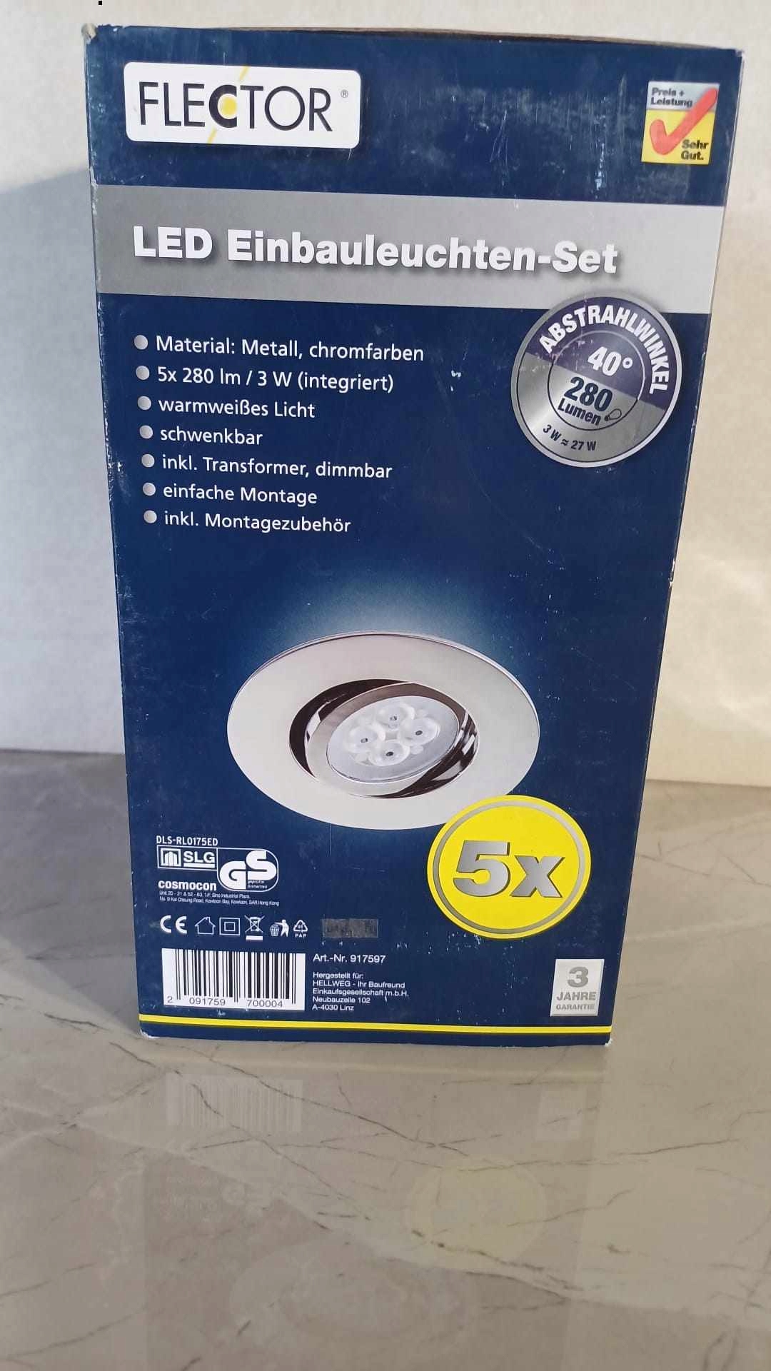 Zestaw oświetlenia FLECTOR LED 5szt chrom 917581 Marka inna