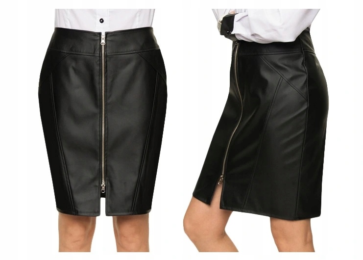 SPÓDNICA EKO SKÓRA DŁUGI SUWAK CZARNA r.48 Marka inna