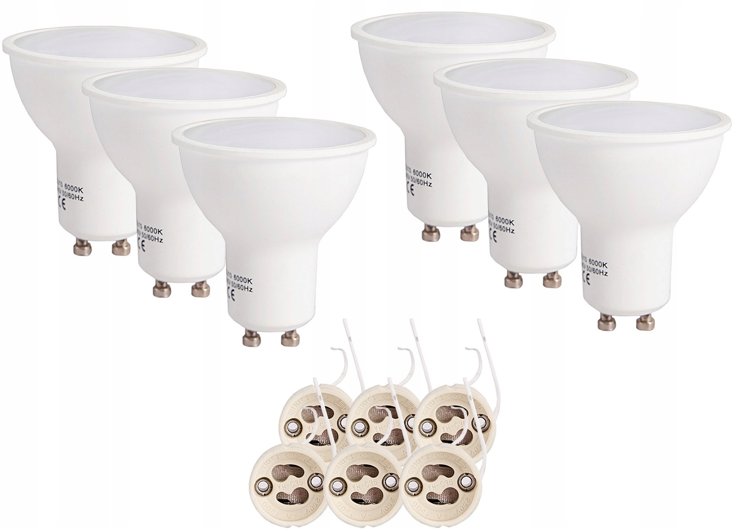 

6x żarówka led gu10 5w neutralna gniazda adapter