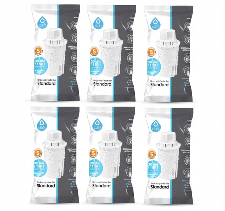 

6 Szt Classic Filtr Wkład Dafi Brita 5+1 Crystal