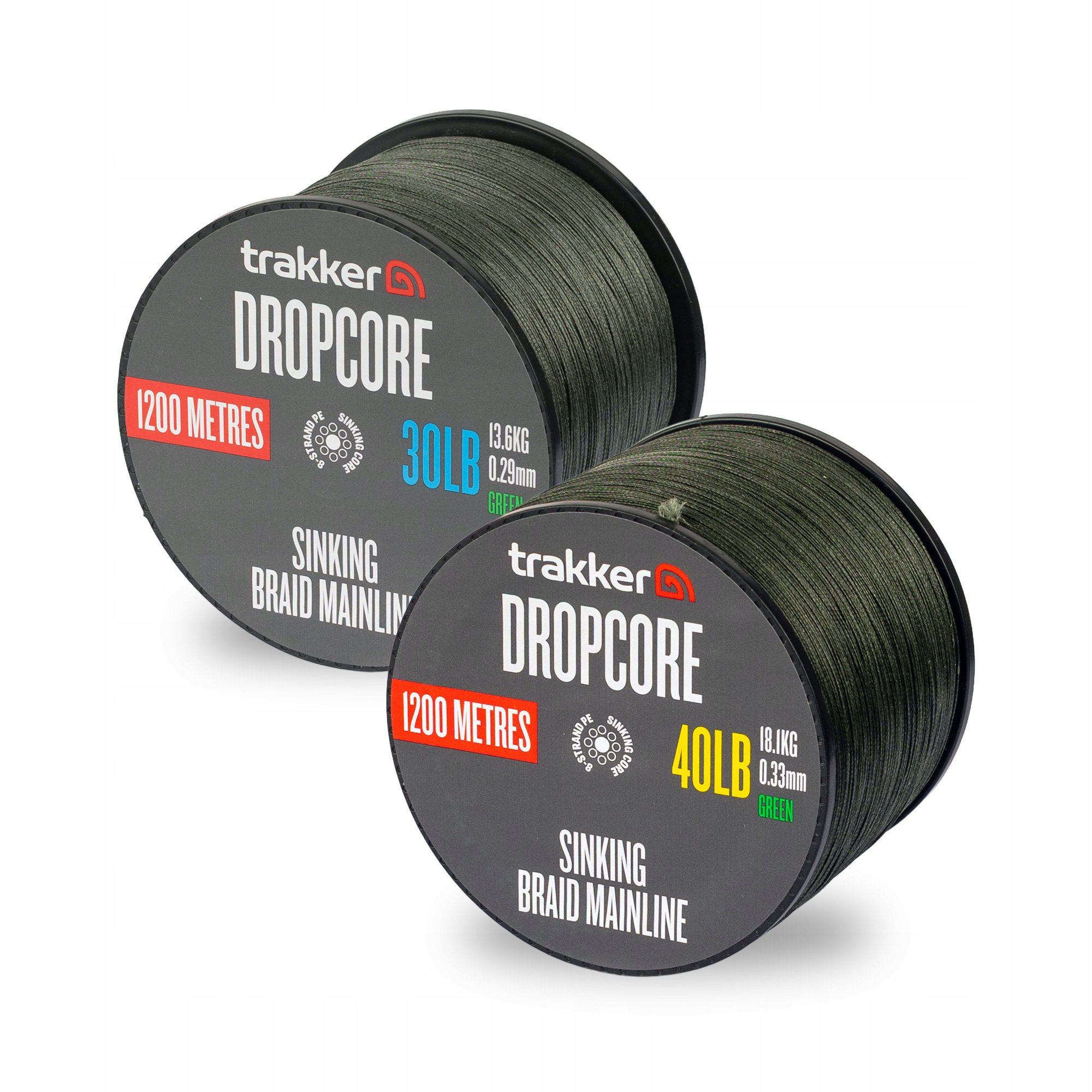 Plecionka Trakker Dropcore Braid 40lb (18,1kg) 0,33mm 1200m Green- tonąca