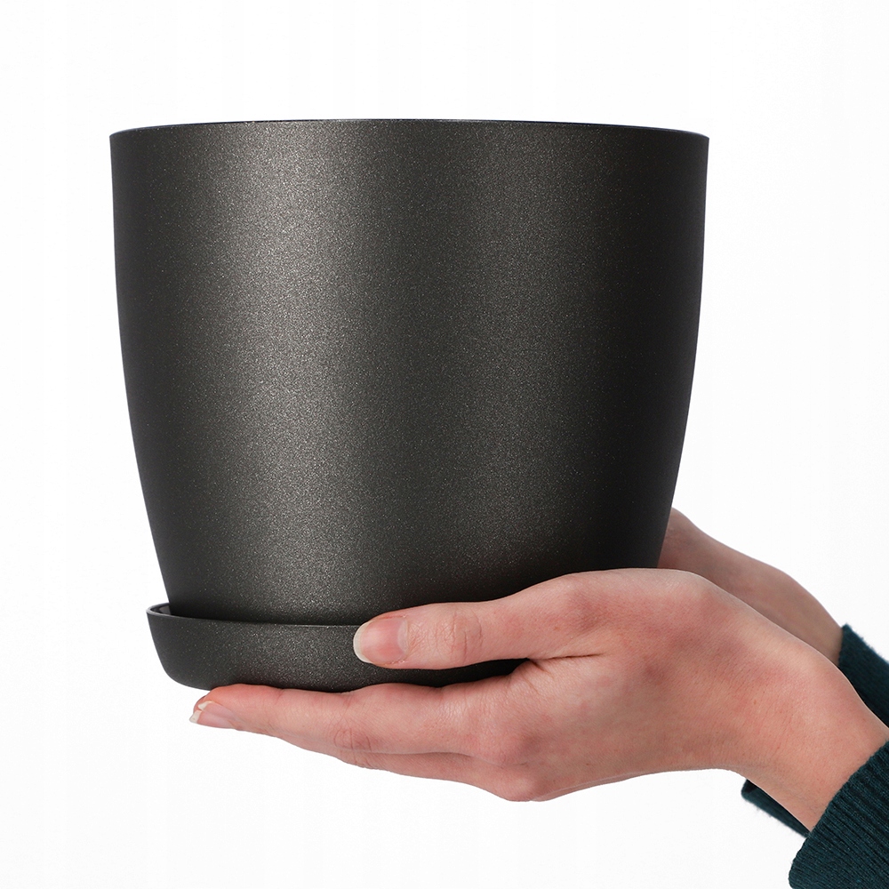 DONICZKA OSŁONKA DONICA 20cm NA KWIATY MATOWA GRAFIT PLASTIKOWA PODSTAWKA Kod producenta K2115