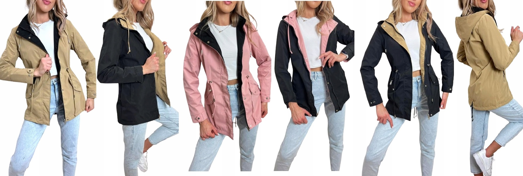 Kurtka PARKA wiosenna DWUSTRONNA odsuwany kaptur KOLORY XL/42 Zapięcie zamek