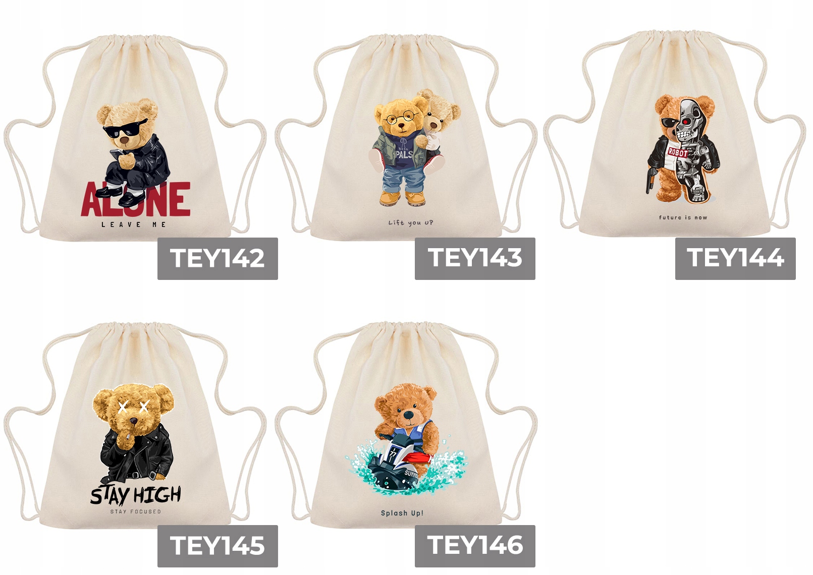 Worek Plecak Beż Na Wycieczki Eko MISIE TEDDY Wz Materiał dominujący bawełna