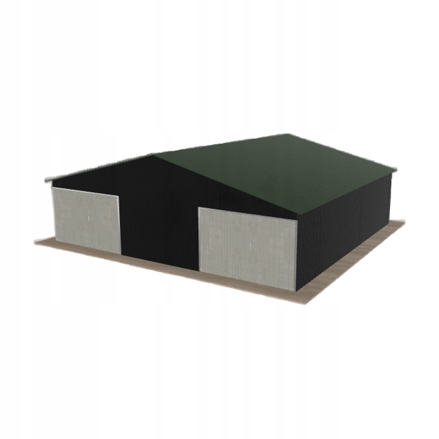 Plechová garáž 9x8.5 m dvoupolohová, dvoupolohová, černá