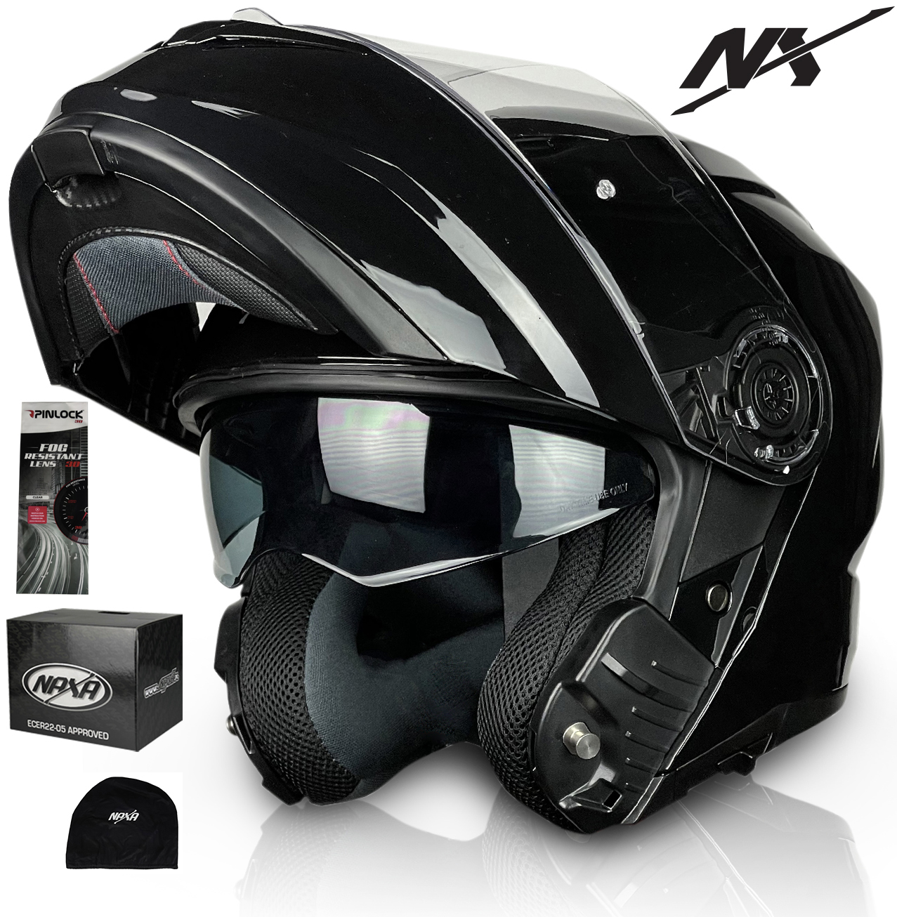 Naxa Motocyklová Přilba Čelistní Interkom Ready FO5 r.XS+PINLOCK Součástí Balení
