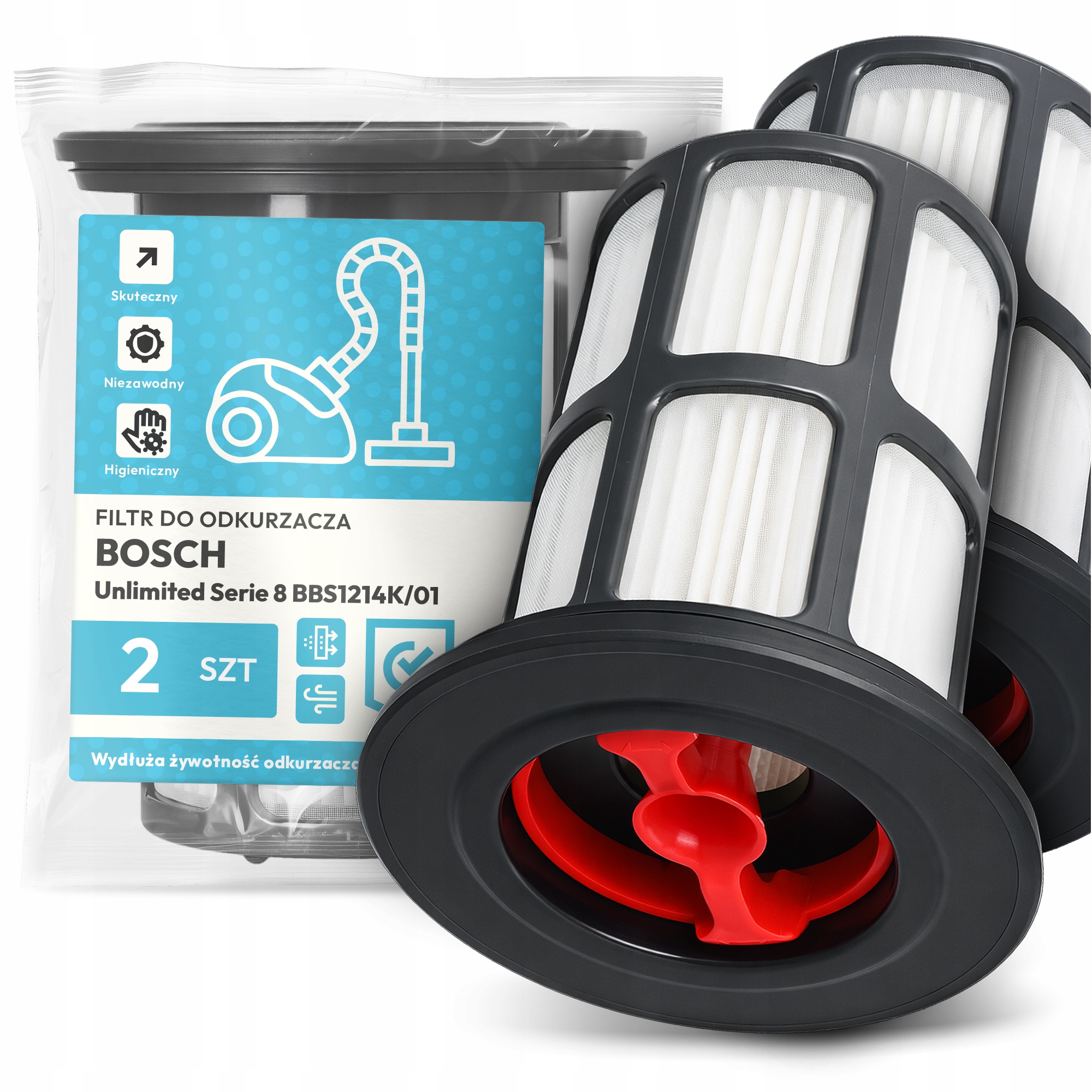 2x Filtr Do Vysavače Bosch Unlimited Serie 8 BBS1214K/01 Hepa Filtry Em-w