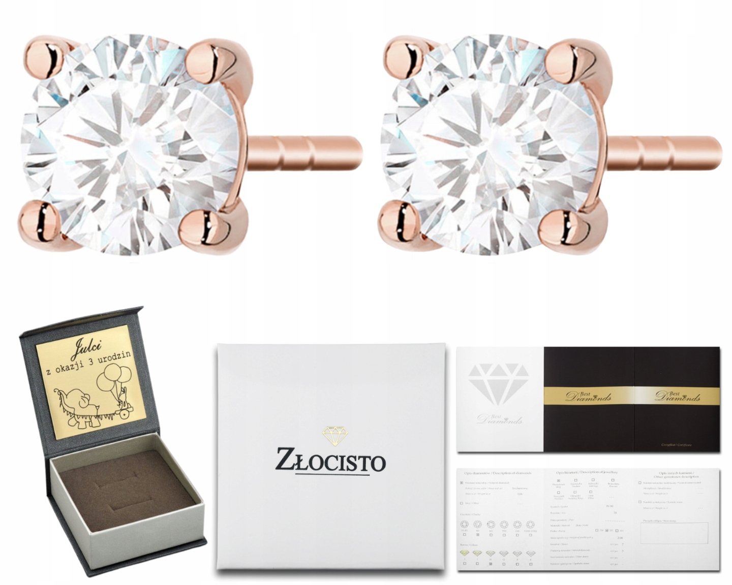 Náušnice Zlaté Náušnice S Diamanty A Brilianty, Zlatý Dárek 585