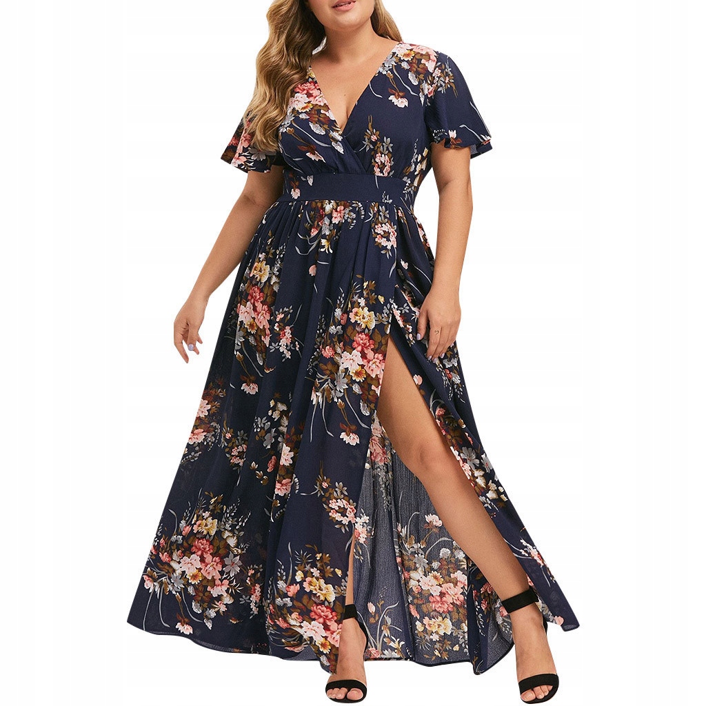 

Sukienka rozkloszowana maxi długa Plus Size