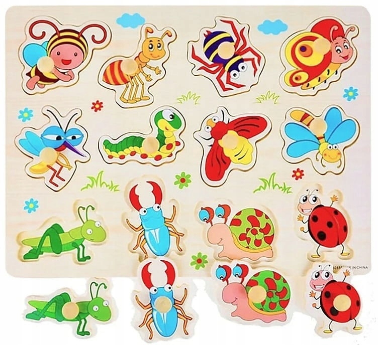 

Edukacyjne Drewniane Puzzle Układanka Owady Motyl