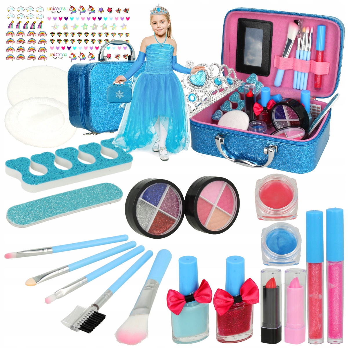 ZESTAW DO MALOWANIA MAKIJAŻU MAKEUP DLA DZIECI TOREBKA KOSMETYKÓW Z KORONĄ