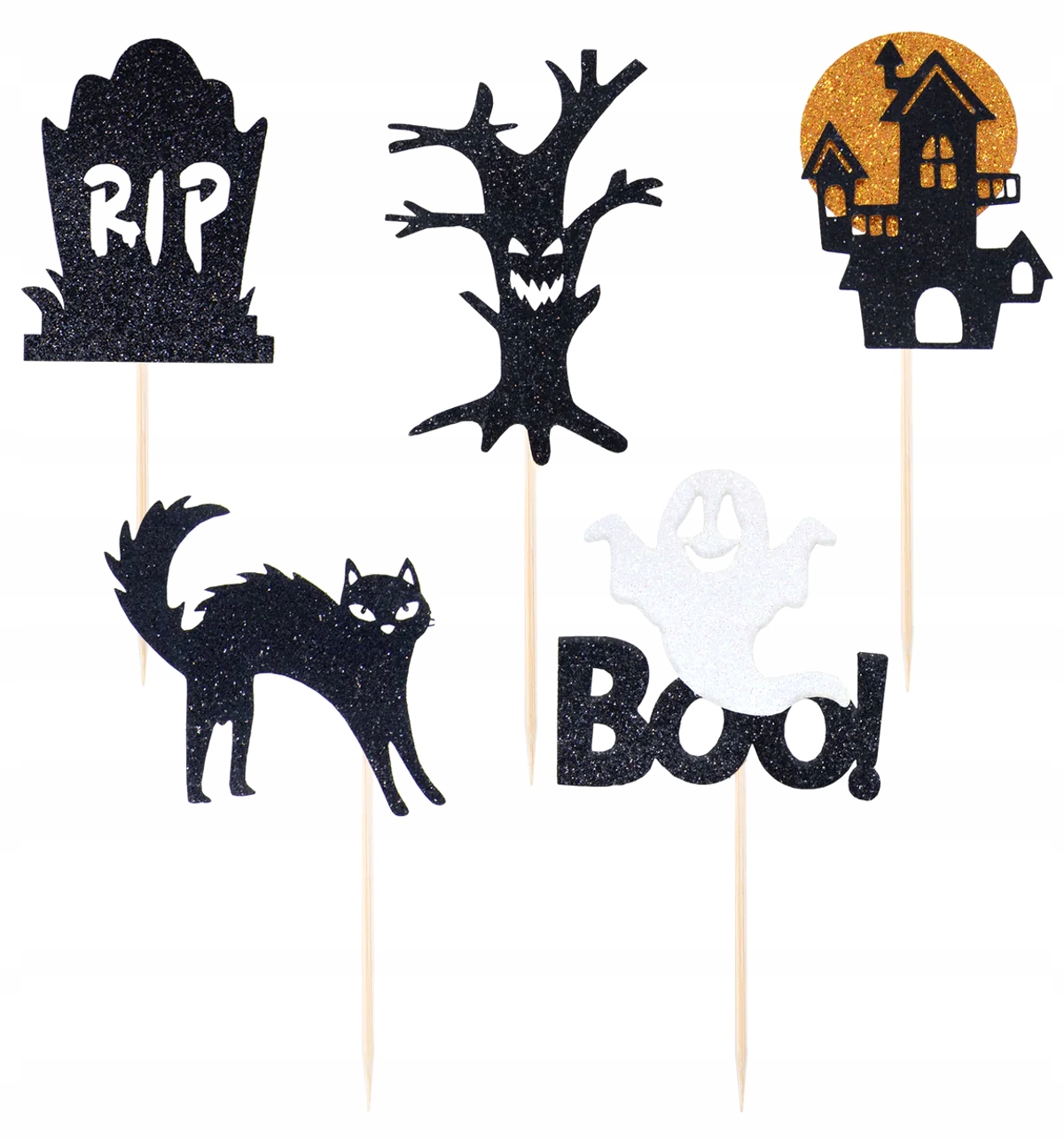 PIKERY TOPPERY BOO! BROKATOWE DO MUFFINEK HALLOWEEN-5 SZTUK-8533
