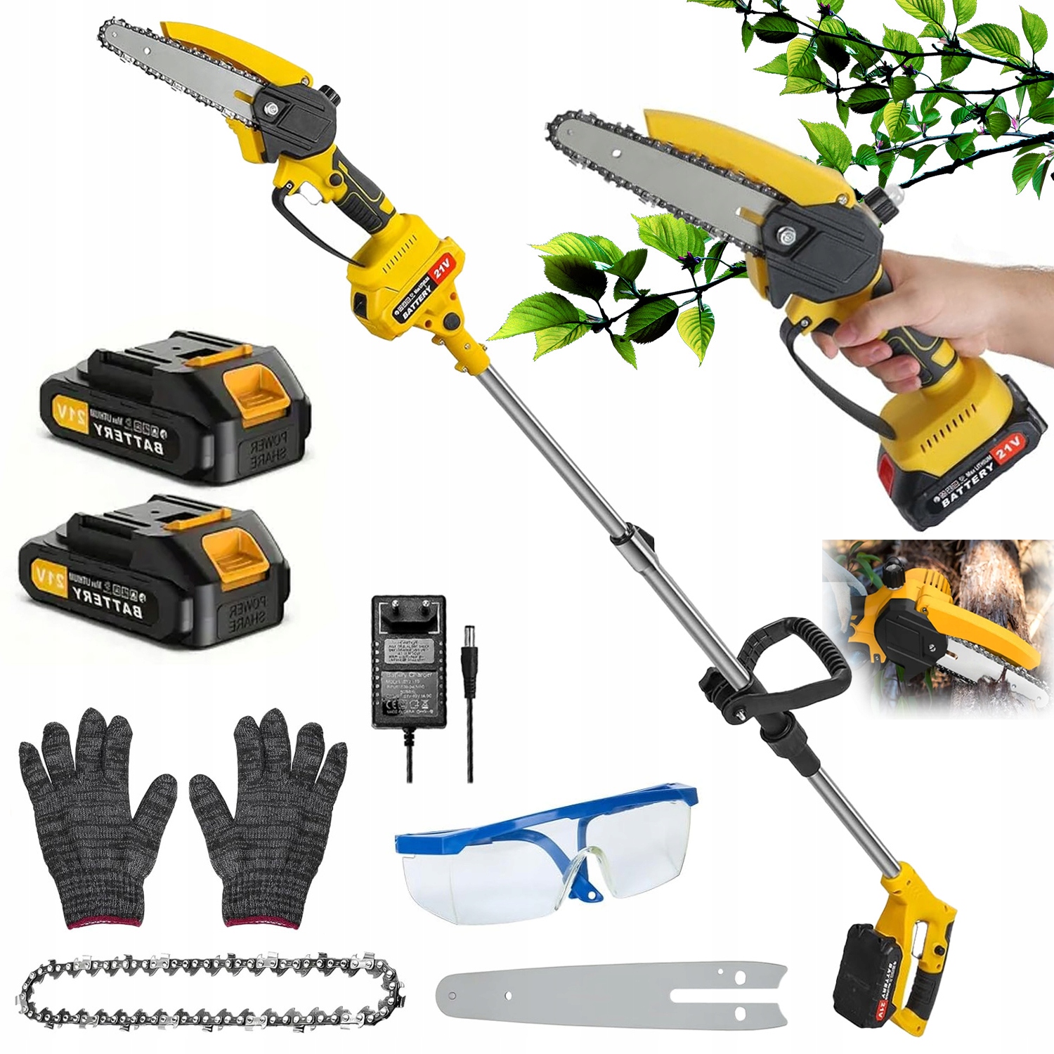 Akumulátorová pila se systémem automatického napínání řetězu pro zahradu