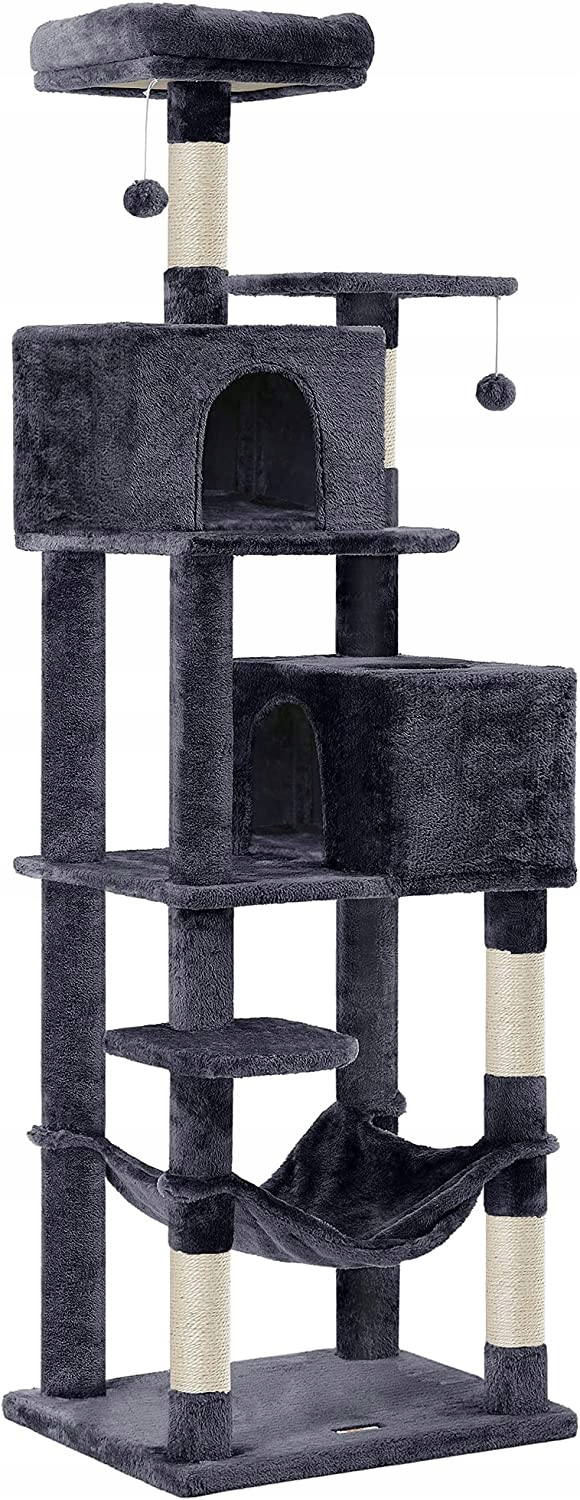 Levně Škrabadlo pro kočky Feandrea 191 cm šedé s jeskyněmi