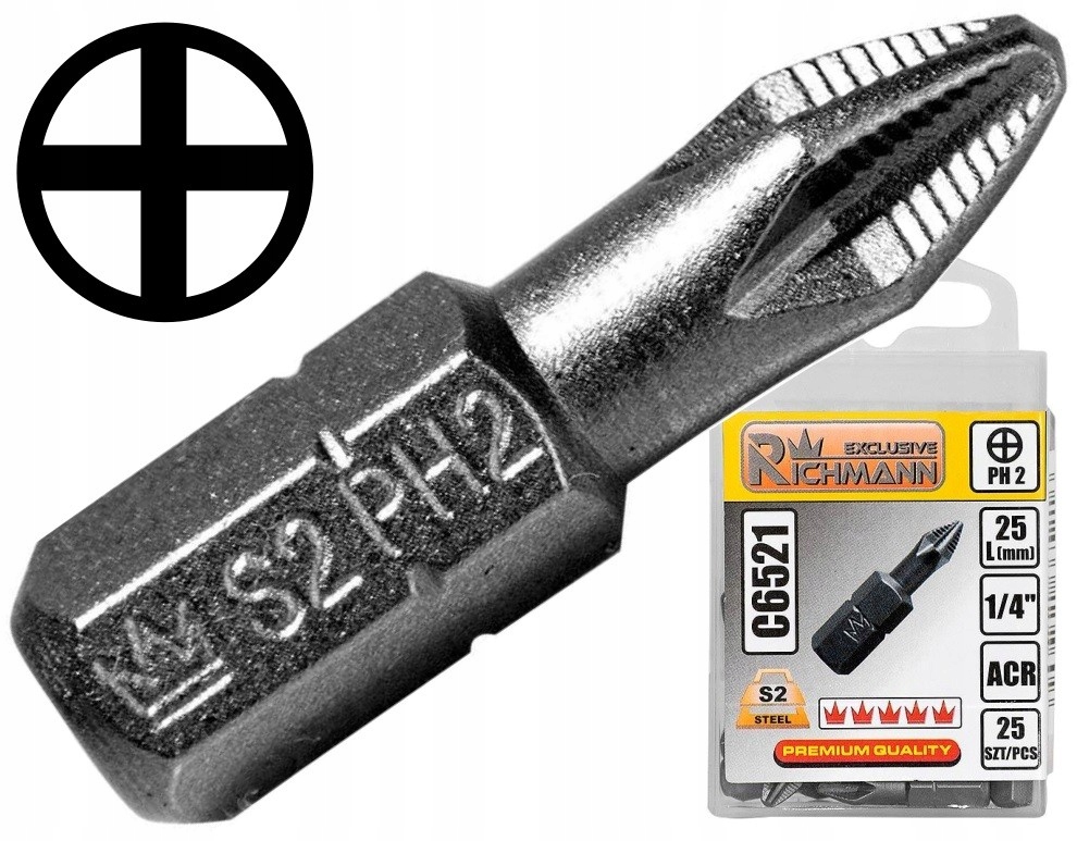 

Bit grot końcówka wkrętaka krzyżak PH2x25mm C6521