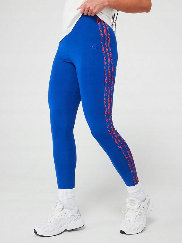 Adidas Kobaltowe Logowane Legginsy (xs)