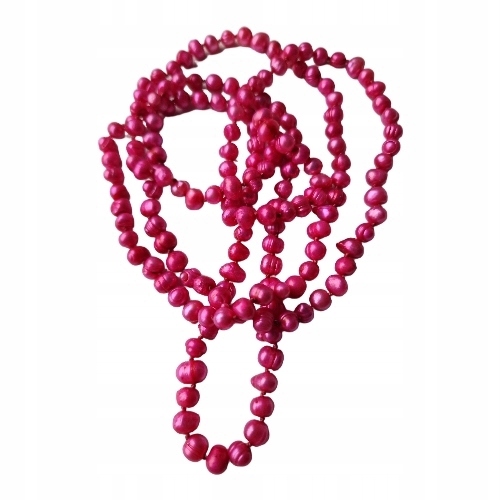 Přírodní Perly Fuchsiový Náhrdelník S Dlouhou Šňůrka Ve Viktoriánském Stylu Art Deco