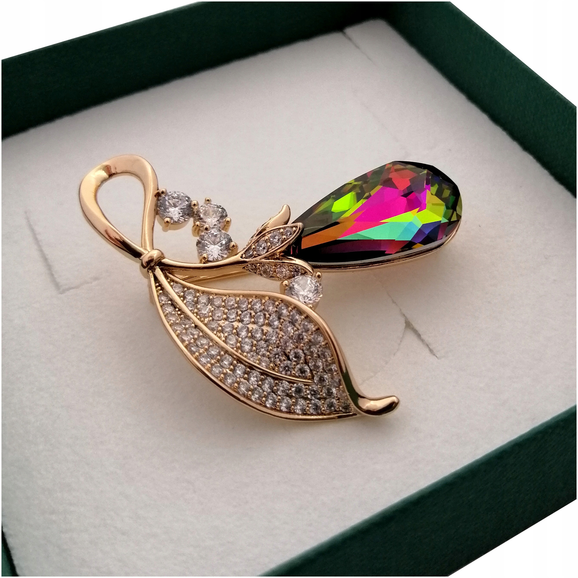 Zlatá Brož Vitrail Crystal Dárek Gravírování 18K