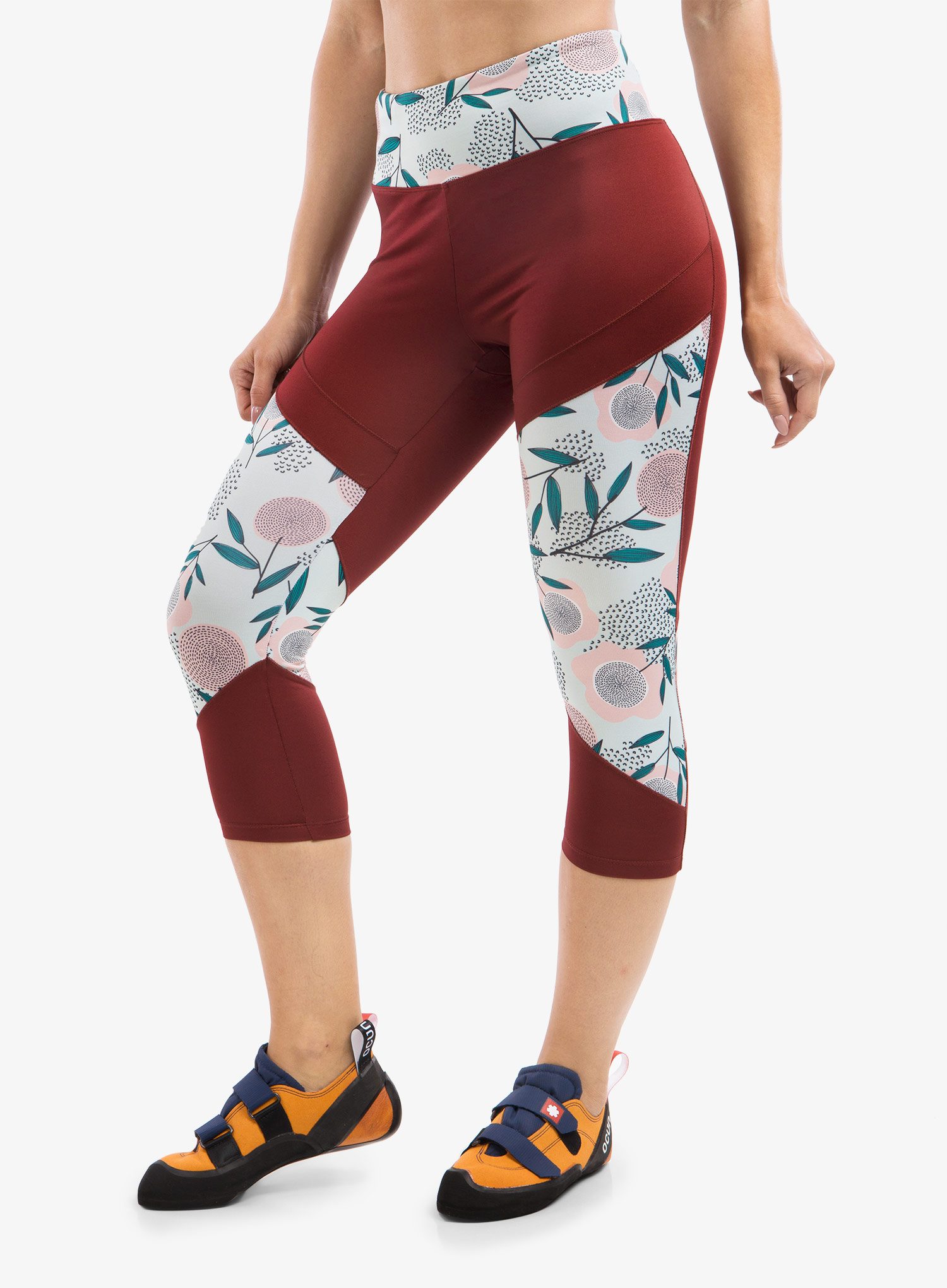 Legginsy wspinaczkowe damskie Ocun Rhea 3/4 Leggings - wine merlot L Rozmiar L