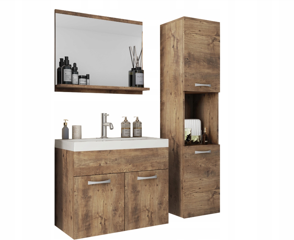 Sada koupelnového nábytku Milano XL, skříňka, zrcadlo, umyvadlo