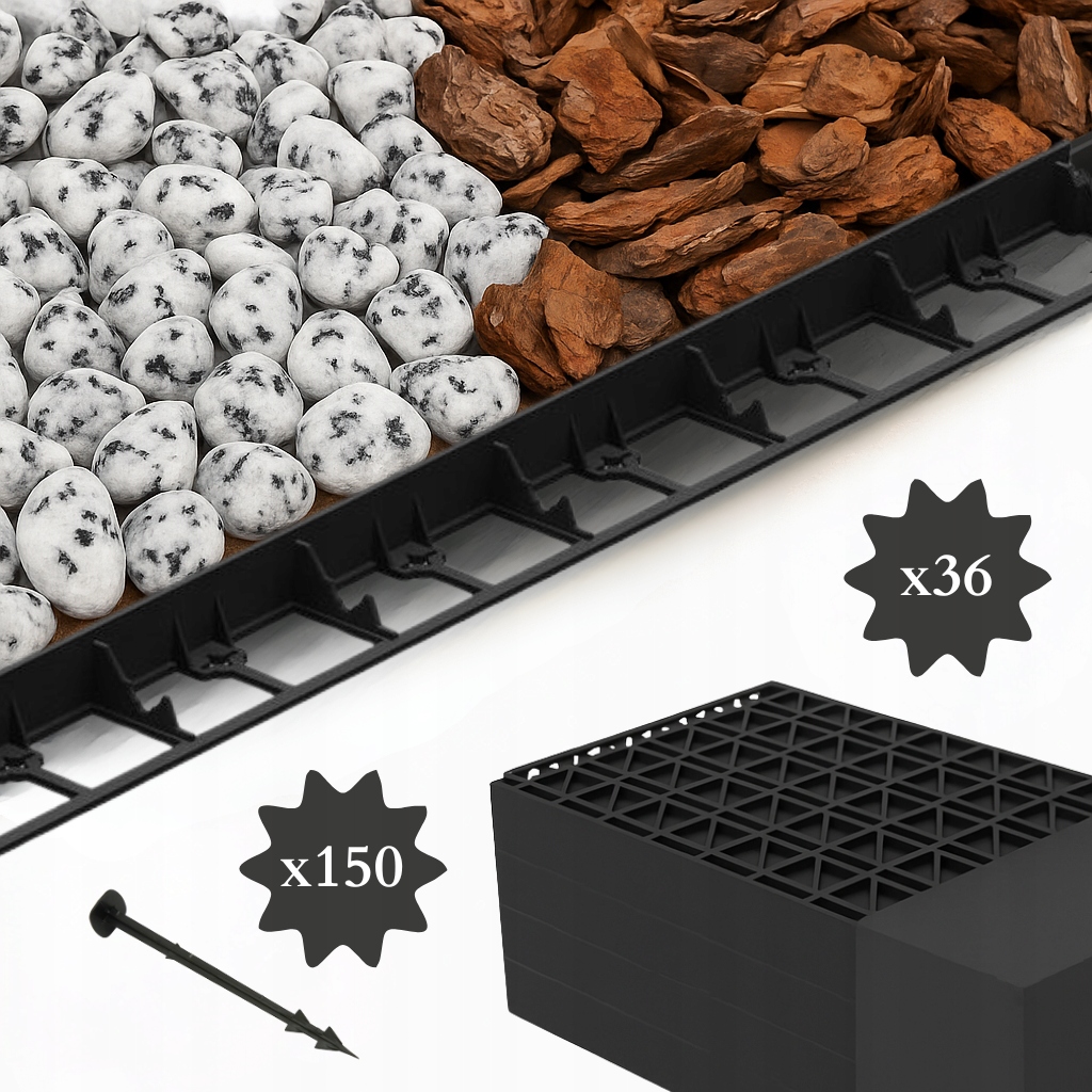 Trávníkový Lem Zahradní 4,5 cm Palisáda Border 45 mm 36 m 150 kolíků
