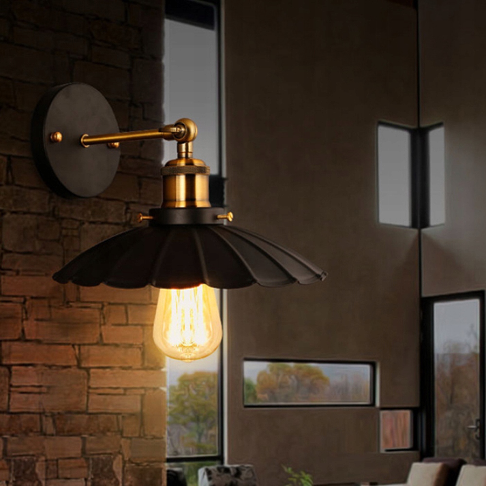 Lampa ścienna kinkiet prosta Retro metalowa LED z kloszem czarnym Stan opakowania oryginalne