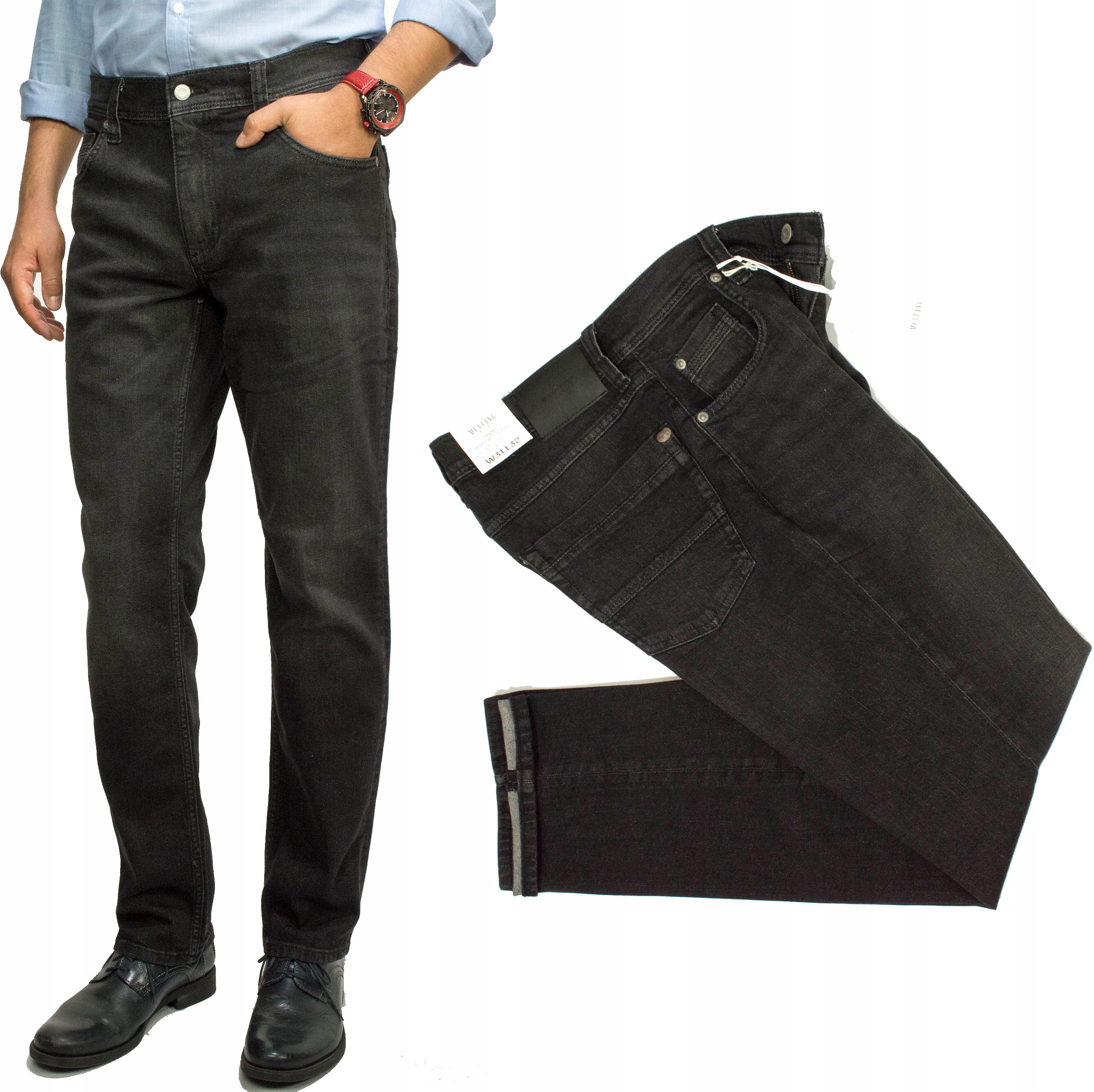 Mustang Washington Straight Black 980 pánské džínové kalhoty W31 L32