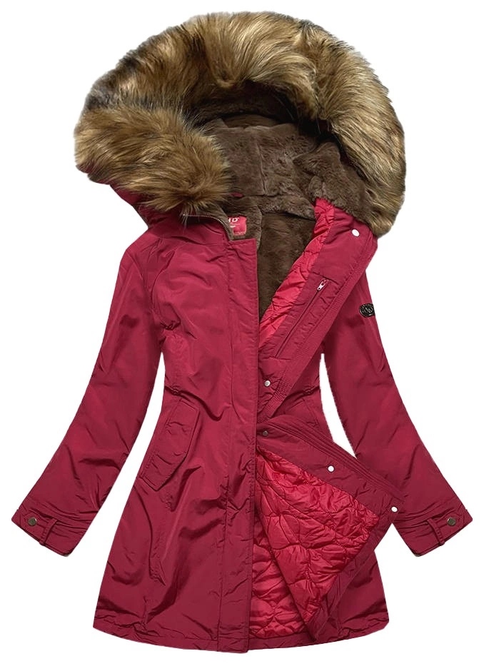 Dámská Zimní Bunda M21309 Červená S (36)