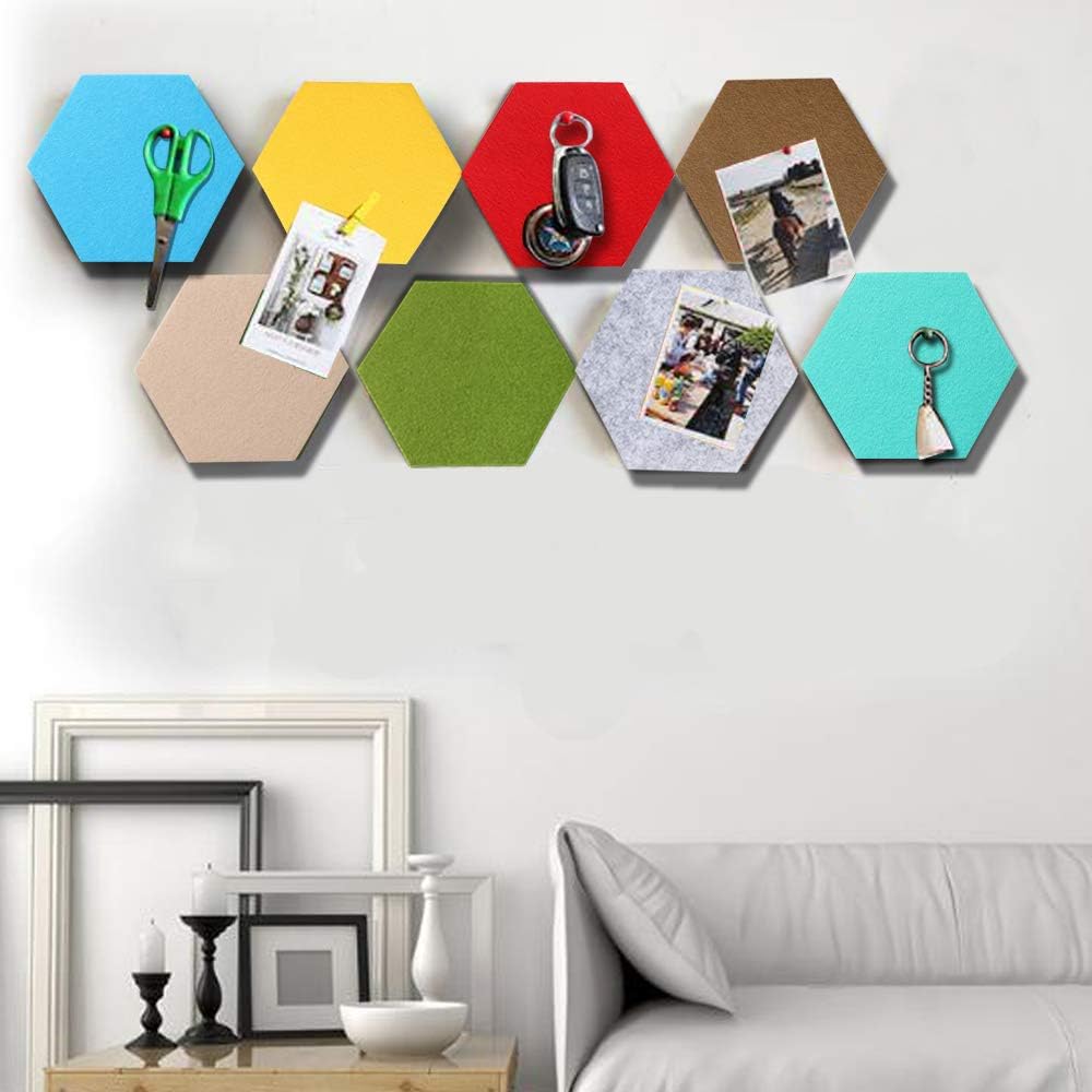 Tablica filcowa, panel dekoracyjny, heksagon 8 szt Szerokość produktu 13 cm