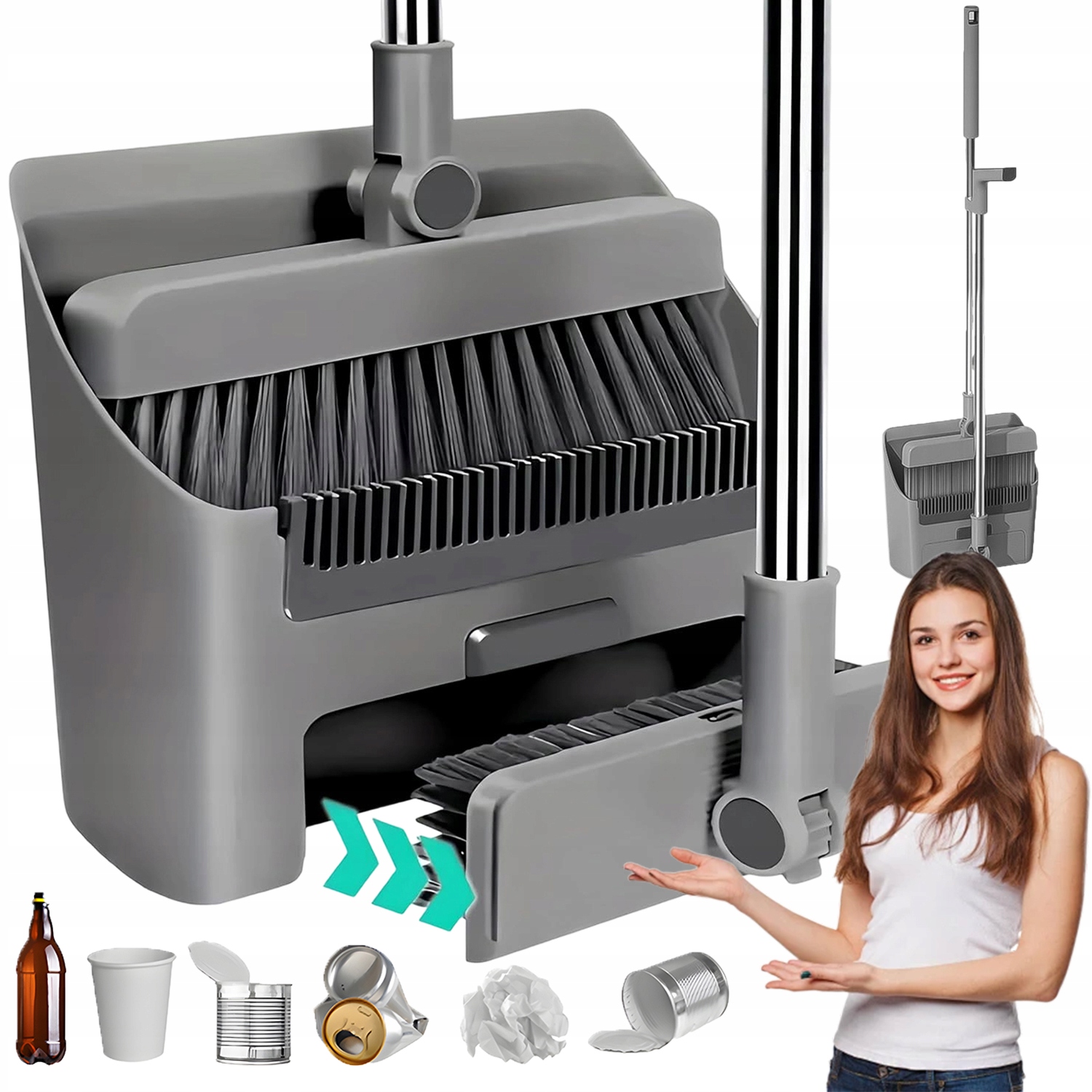 Levně 3V1 Sada Na Zametání Smetáček Lopatka Kartáč Na Úklid Lenoška