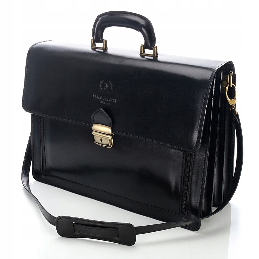 ELEGANCKA SKÓRZANA TECZKA AKTÓWKA DO PRACY CZARNA Marka inna