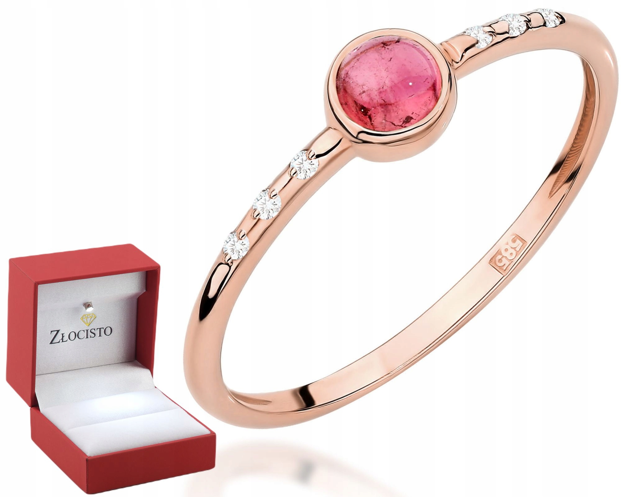 Růžové Zlato Přírodní Kámen Růže Turmalín Brilianty Diamanty 585