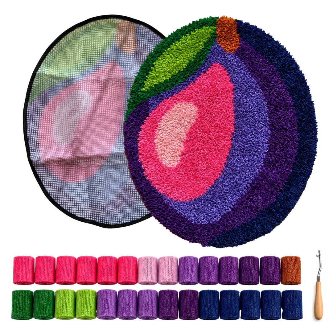 Tapiko sada tvarovaný koberec Švestka 60×50 cm – latch hook kit