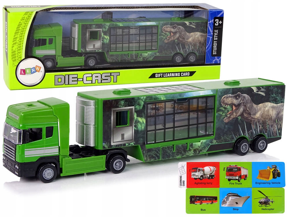 

Zestaw Auto Tir Laweta Transporter Dinozaury Karty