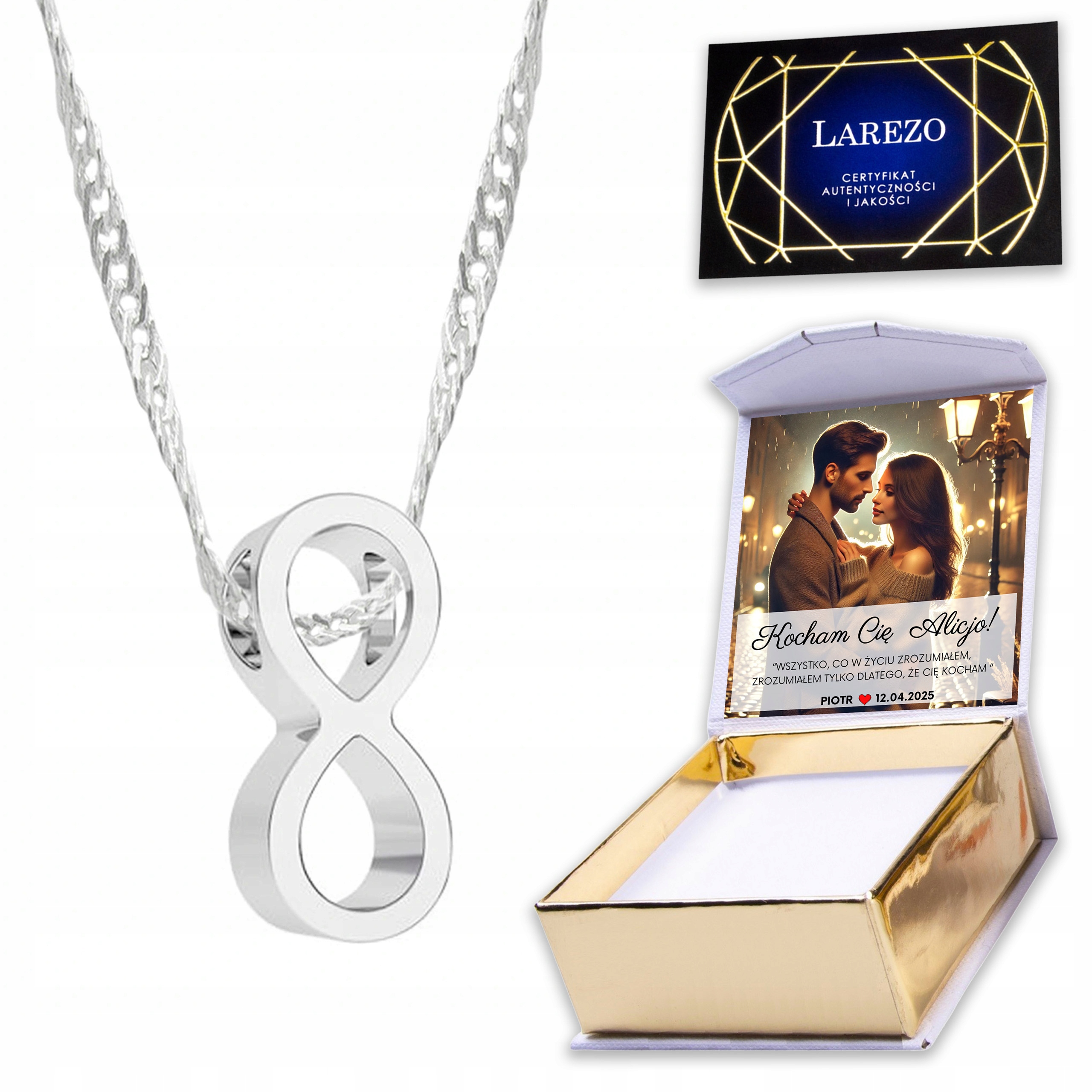 Stříbrný náhrdelník 925 s nekonečnem Osmička Znamení nekonečna Potisk