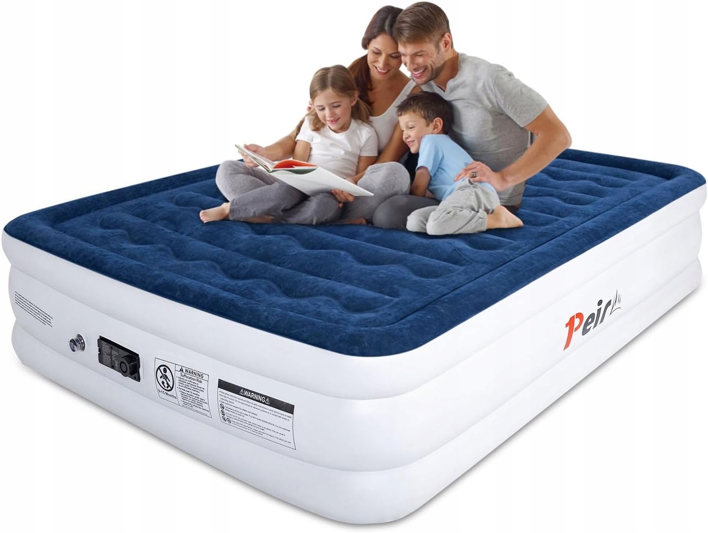 Materac dmuchany samopompujący pompka duży welurowy 203x152x45 cm do 300 kg