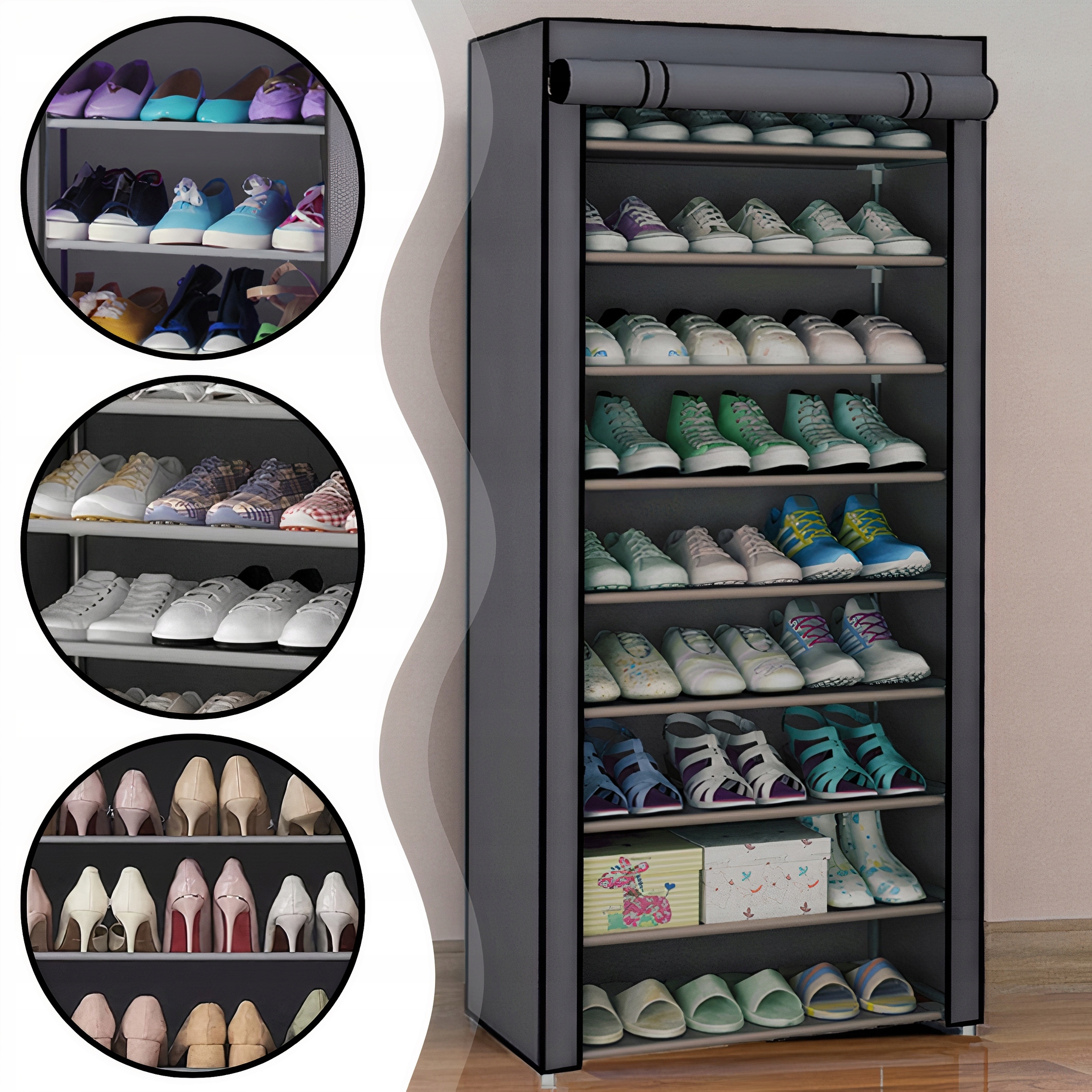 SZAFKA NA BUTY MATERIAŁOWA OBUWIE PÓŁKA REGAŁ XL ORGANIZER 9 PÓŁEK Stan opakowania oryginalne