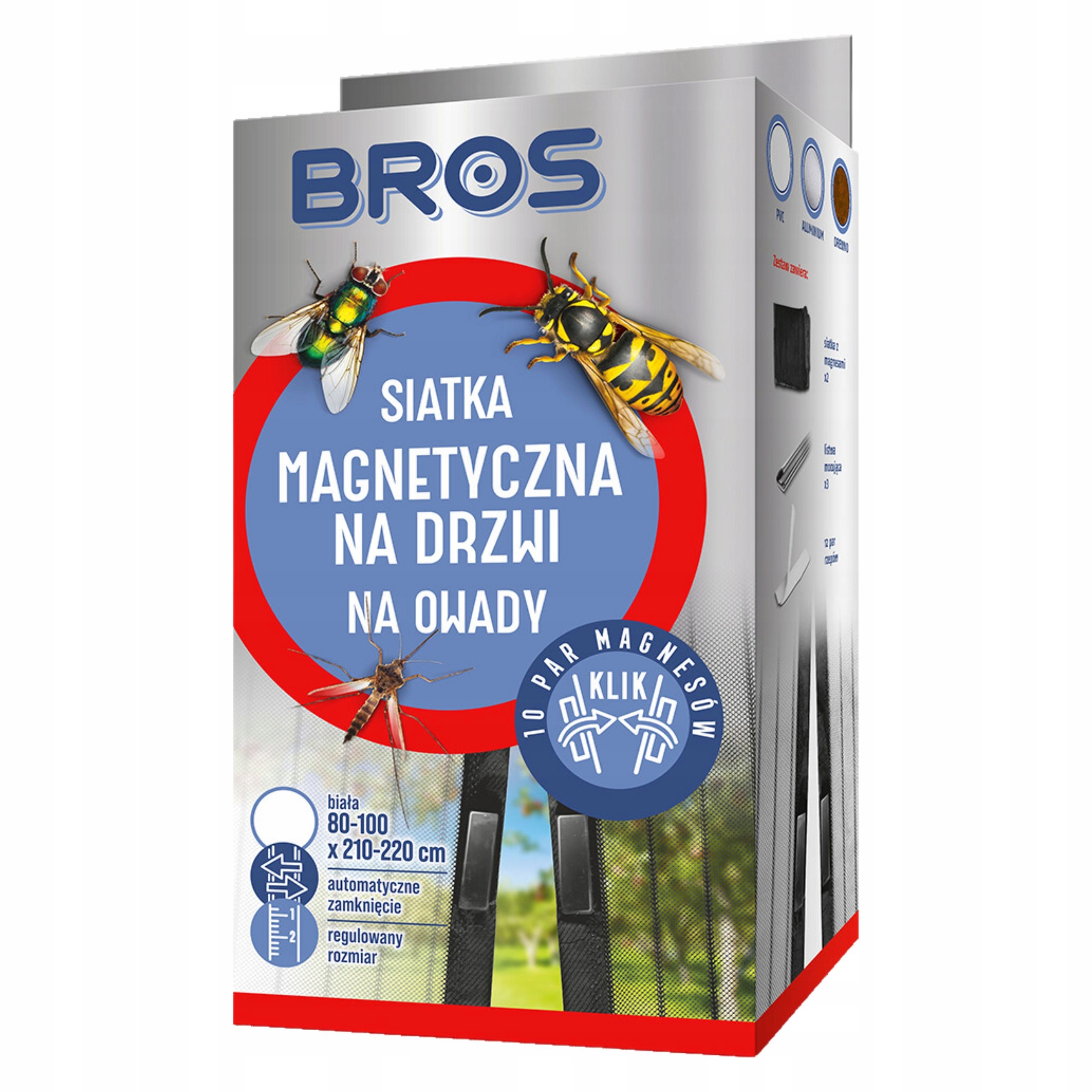 BROS SIATKA NA DRZWI NA OWADY KOMARY MUCHY OSY MAGNETYCZNA BIAŁA 100x220CM