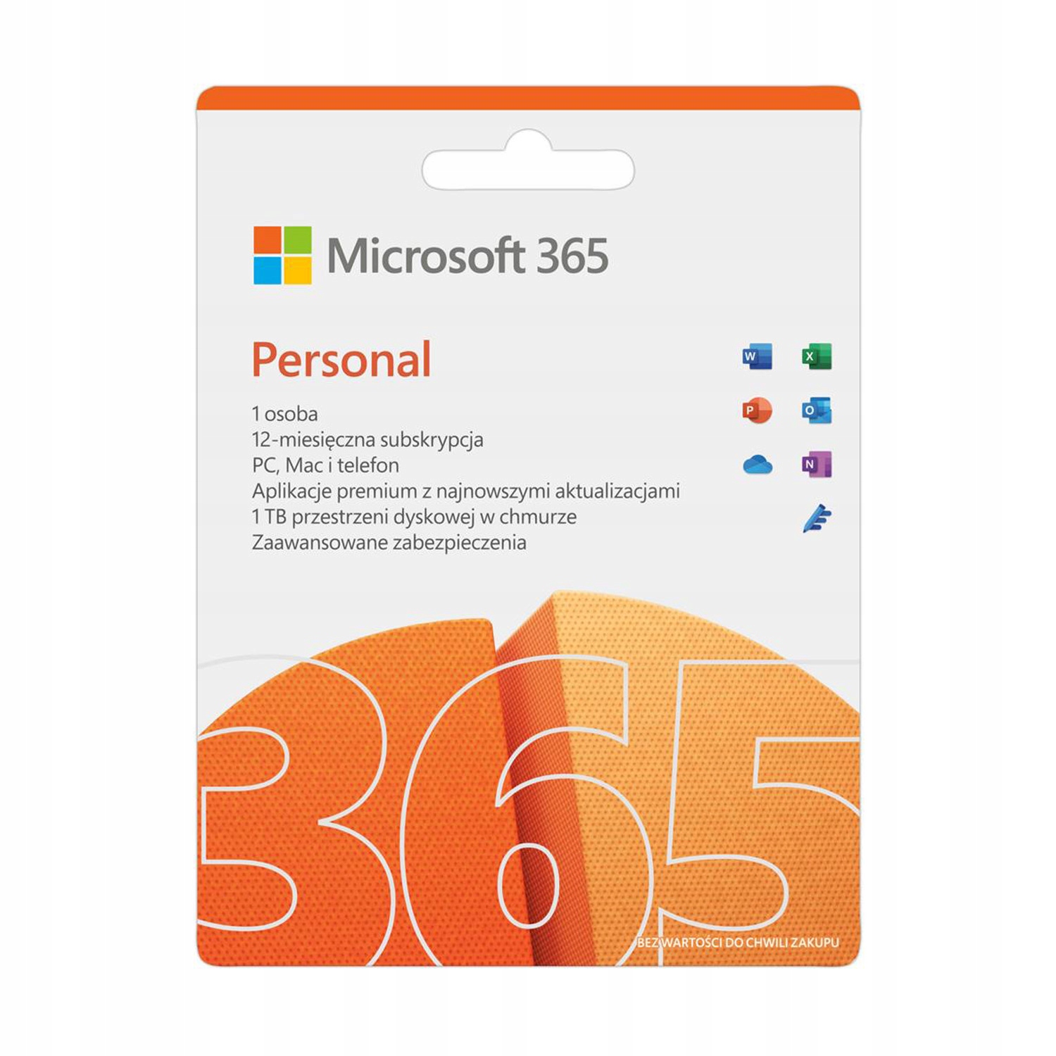 

Microsoft 365 Personal 1 użytkownik 12 miesięcy