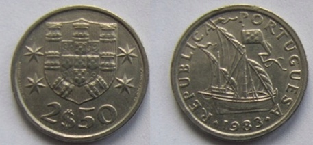 Portugalia 2,5 escudo 1983