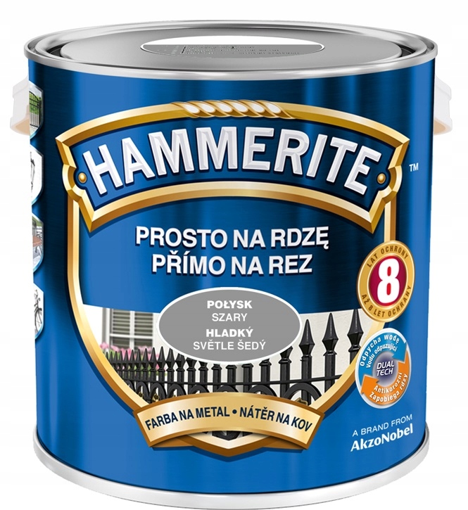 Farba Hammerite Na Rdzę- szara, połysk, 2.5l