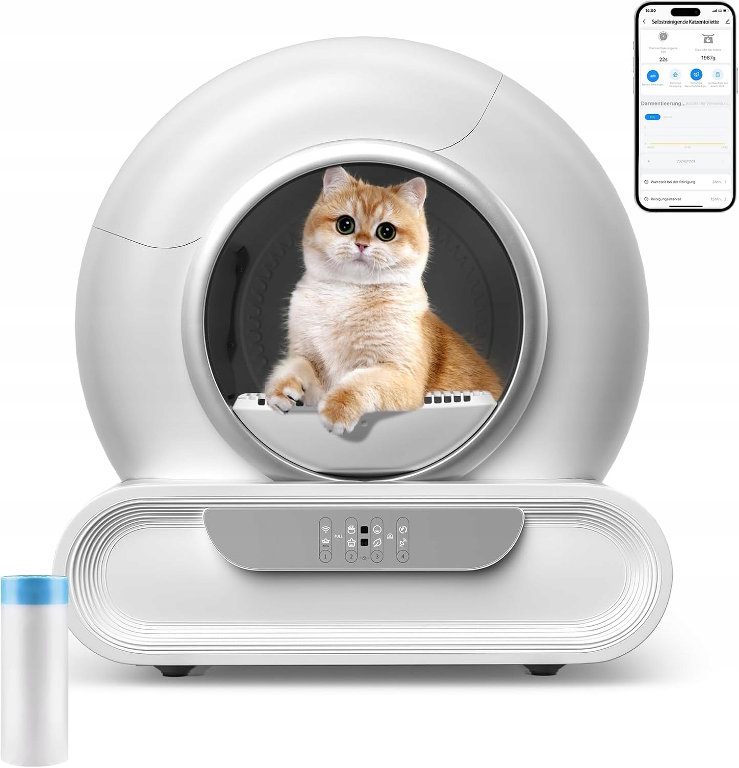 Levně Toaleta pro kočky Purrio moderní samočistící 65L automatická Wi-Fi