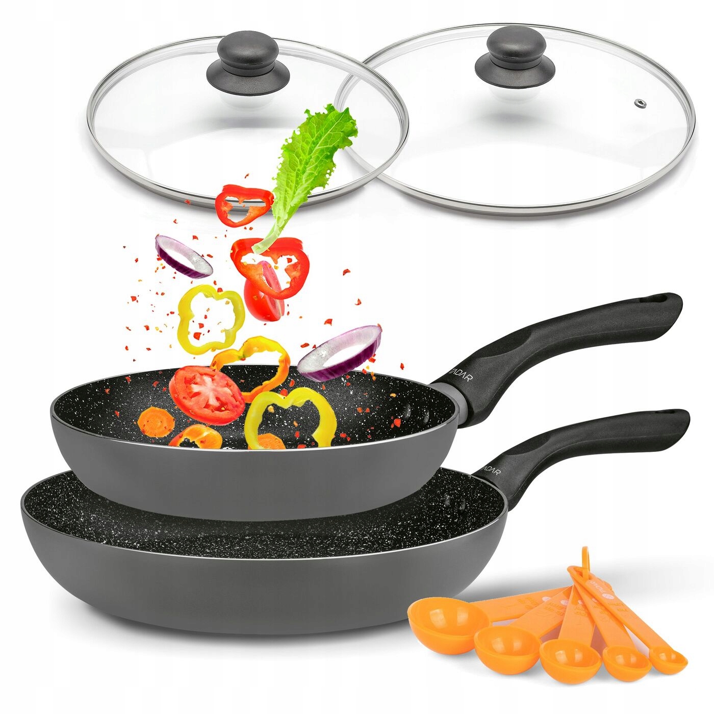 Zestaw 2 Patelni na Indukcję Tadar Amarantina Grey 24, 28cm z Pokrywami