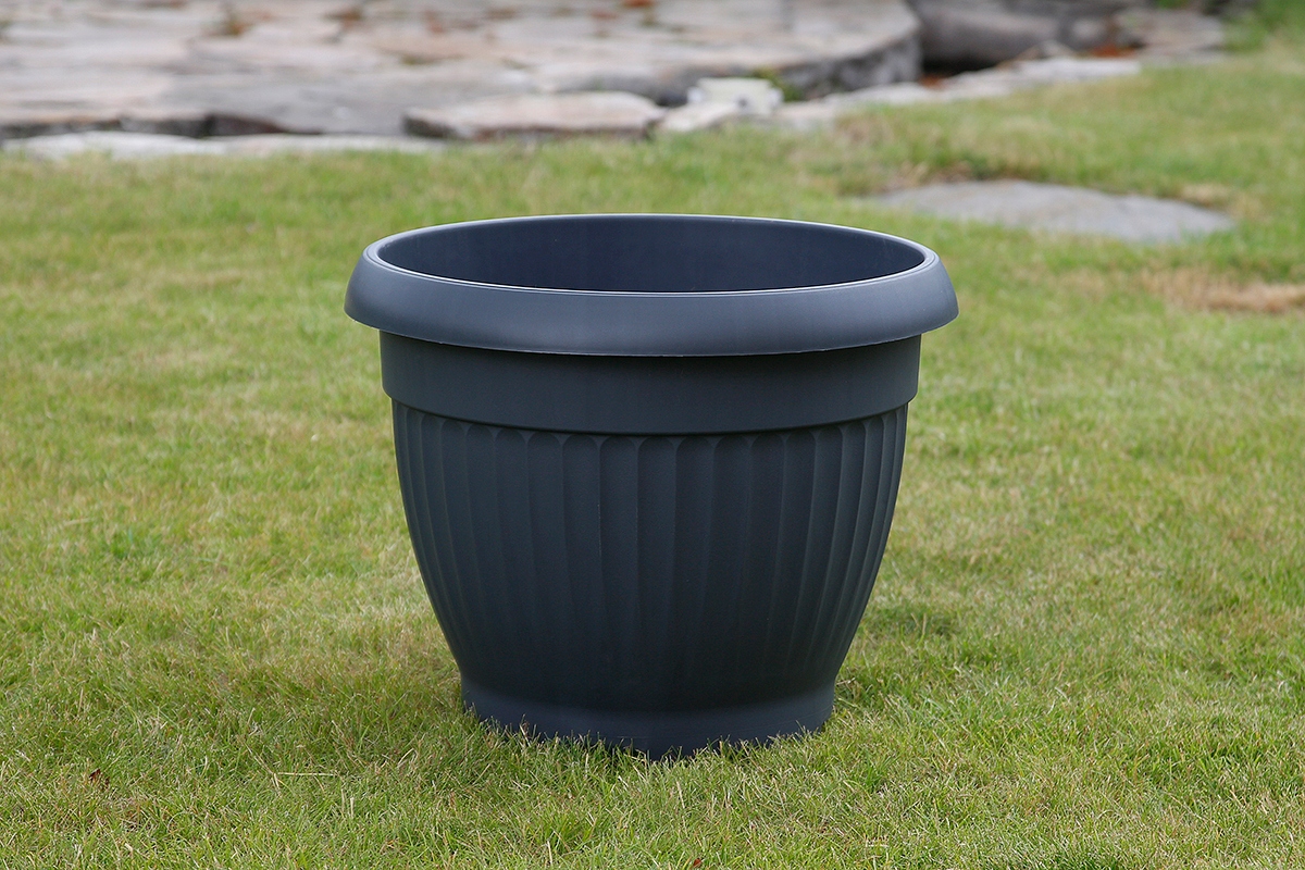 Doniczka DONICA ogrodowa na kwiaty taras balkon ogród antracyt zewnętrzna Kształt Okrągły