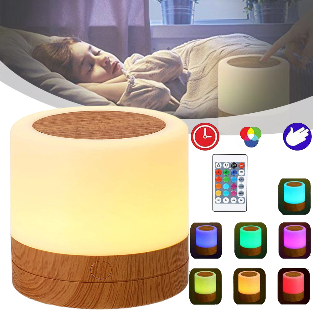 LAMPKA NOCNA LED Z PILOTEM, ŚCIEMNIANA, 7 KOLORÓW, ŁADOWANA PRZEZ USB