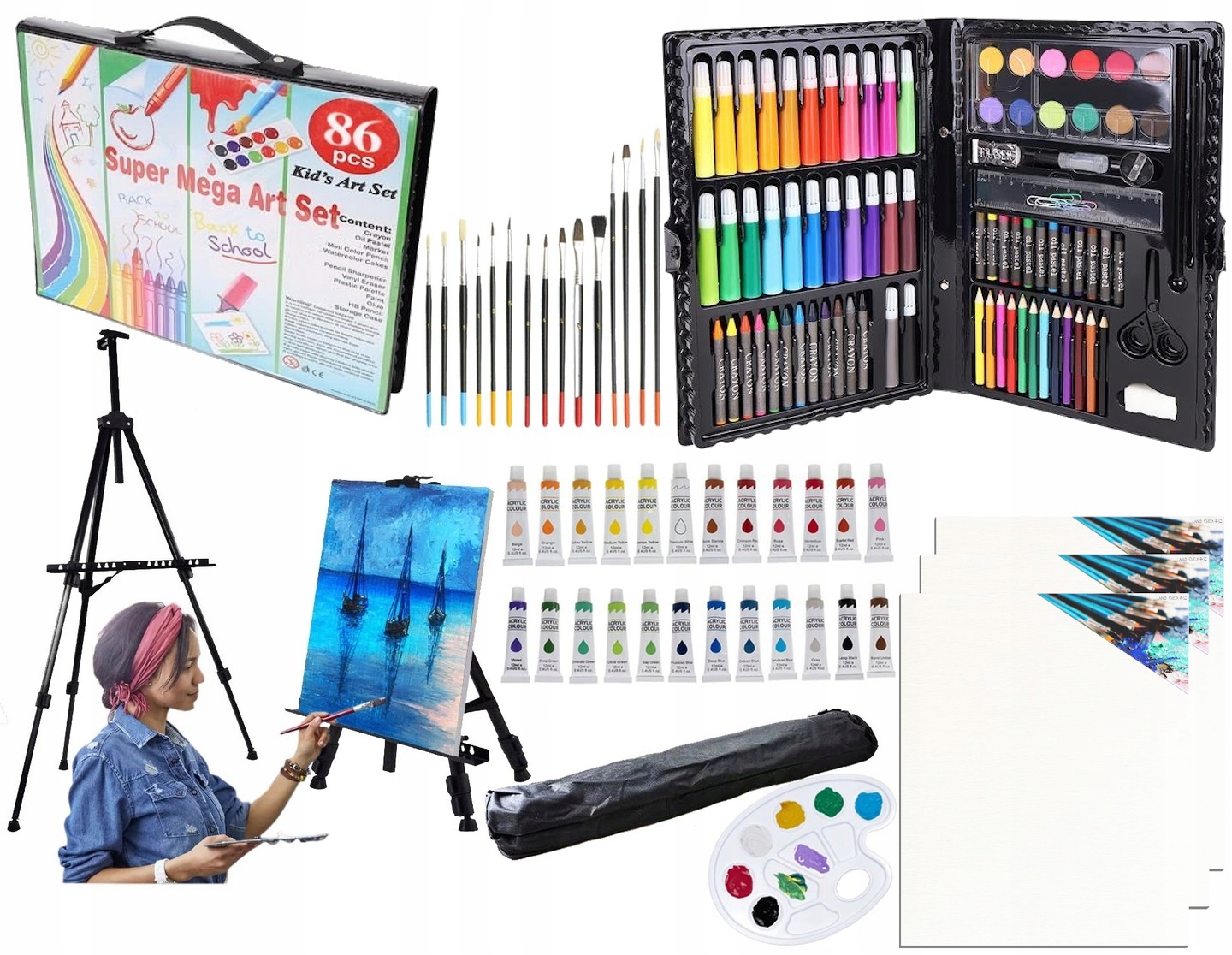 Stojan Barvy Malířské Plátno Malířské Štětce Sada